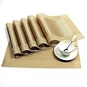 Baskety Eco-Friendly Kitchen PVC Place Mats Washable, Family Dining Table Mats - Gold (Set of 4)
