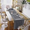 Baskety Premium Washable Woven PVC Waterproof Non-Slip Dining Table Long Runner Heat Resistant for Dining Table, Kitchen, Party and Home Décor - Silver, 180x30 cm (Pack of 1)