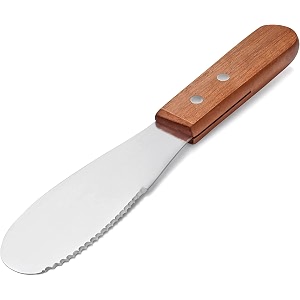 baskety wide sandwich spreader butter knives stainless steel blades wooden handle metal scraper knife