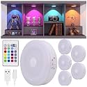 BASON LIGHTING Tap Light, Push Light, LED Puck Lights with Remote, Wireless RGB Rechargeable Puck Light (Manual Control), Night Lights for Closet, Under Cabinet, 6 Pack