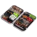 BASSDASH 64pcs Fly Fishing Flies Kit with Fly Box for Trout Bass Fishing