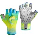 BASSDASH Unisex UPF 50+ Half Finger Sun Gloves Fingerless Breathable UV Protection for Fishing Hiking Kayaking Rowing FG02