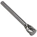 Bassett SN-51 Taper Solid Carbide Bur, Uncoated (Bright) Finish, Double Cut, Plain End, 1/8" Shank, 1/4" Head Diameter, 1/4" Head Length