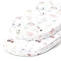 Joey + Joan Fitted Bassinet Sheets for SNOO Bassinet, 100% Cotton, 2 Pack