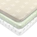 3 Pack Organic Cotton Pack and Play Sheets – Soft Breathable Fitted Mini Crib Sheets for Baby, Portable Crib Mattress Sheets for Playpen &amp; Travel Crib