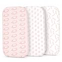 Organic Bassinet Sheets 3 Pack, 33x17 Fitted Sheet for Boys &amp; Girls, Soft 100% Jersey Cotton, Compatible with Halo Bassinest, Baby Delight, Graco, Oval &amp; Rectangle Mattress