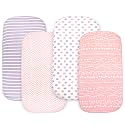 Organic Bassinet Sheets 4 Pack, 33x17 Fitted Sheet for Boys &amp; Girls, Soft 100% Jersey Cotton, Compatible with Halo Bassinest, Baby Delight, Graco, Oval &amp; Rectangle Mattress