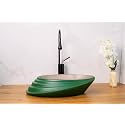 BASSINO Art Wash Basin Counter top,Tabletop Ceramic Bathroom Sink/Basin for Home,Kitchens And Offices -Green-Matt (465x320x115mm) BTT-1263