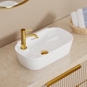 bassino 20x17x5 inches ceramic basin for bathroom10 years warrantyversatile tabletop amp wall mount wash basinrectangular washbasin - sink for salons homes restaurants amp hotelsglossy white