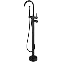 BASSINO Luxury Freestanding Floor Mounted Bathtub Faucet with Hand Shower/6x8x45 Inches Premium Stand Alone Bath Tub Mixer Tap for Bathroom/Free Standing Tub Filler for Spa & Villa Bathrooms(Black)