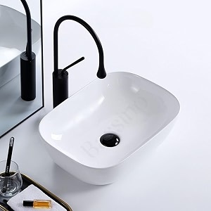 bassino 14x10x5 inches ceramic wash basin table top washbasin wash basin counter top  ceramic sink wash basin  ceramic basin for bathroom kitchen dining room living roomglossy