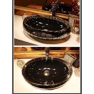 bathroom sink black gold metallic finish ceramic