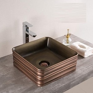bassino 20x12x6 inches ceramic counter top wash basinblack amp gold basin for bathroommodern designflower shape tabletop washbasin for restaurantdining hallliving roomhomeglossy