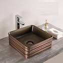 BASSINO 20x12x6 Inches Ceramic Counter Top Wash Basin/Black &amp; Gold Basin for Bathroom/Modern Design/Flower Shape Tabletop Washbasin for Restaurant/Dining Hall/Living Room/Home(Glossy)
