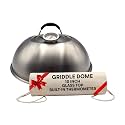 Basting Cover for Griddle with Thermometer and Glass Top, 10-Inch Stainless Steel Melting Dome with Steam Vent for BBQ and Grilling on Flat Top, Blackstone Griddle Accessories