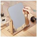 Basto Wooden Tabletop Makeup Mirror – 360° Rotating Adjustable Vanity Desk Mirror, Portable for Bathroom, Bedroom, Living Room, Shaving & Makeup (Large)
