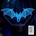 Bat 3D Night Light, Bat Halloween Decor, 16 Colors with Remote Control, Timer, RGB Flashing Mode, Dimmable LED Illusion Lamp, Cool Birthday Halloween Christmas Decor