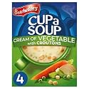 Batchelors Cup a Soup Cream of Vegetable with Croutons, 122g (4 Sachets) | Instant Vegetable Soup | Creamy Carrot, Leek, Onion &amp; Peas | Low Fat Vegetarian | Just Add Hot Water