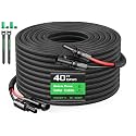 Bateria Power Solar Panel Extension Cable 10AWG 40FT, Flame Retardant Protective Sleeving, Twin Wire 10 Gauge Solar Cable with IP68 Female &amp; Male Waterproof Connectors, Dust Caps for Home, RV