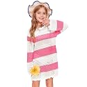 Batermoon Girls Crochet Long Sleeve Swimsuit Cover Up Kids Fashion Hollow Out Swimwear Beach Dress 5-14 Years