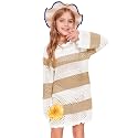 Batermoon Girls Crochet Long Sleeve Swimsuit Cover Up Kids Fashion Hollow Out Swimwear Beach Dress 5-14 Years