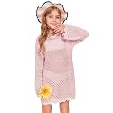 Batermoon Girls Crochet Long Sleeve Swimsuit Cover Up Kids Fashion Hollow Out Swimwear Beach Dress 5-14 Years