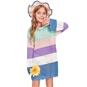 Batermoon Girls Crochet Long Sleeve Swimsuit Cover Up Kids Fashion Hollow Out Swimwear Beach Dress 5-14 Years