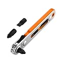 Bates- Mini Ratchet Wrench, 1/4" Magnetic 90 Degree Screwdriver, Orange, Low Profile Right Angle Screwdriver for Tight Spaces