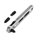 Bates- Mini Ratchet Wrench, 1/4" Magnetic 90 Degree Screwdriver, Gray, Low Profile Right Angle Screwdriver for Tight Spaces