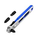Bates- Mini Ratchet Wrench, 1/4" Magnetic 90 Degree Screwdriver, Blue, Low Profile Right Angle Screwdriver for Tight Spaces