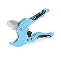 Bates- PVC Pipe Cutter, Cuts up to 1-5/8", Ratchet Pipe Cutter, PEX Cutting Tool for Cutting PEX, PVC, PPR Plastic Hoses and Plumbing Pipes, Sky Blue
