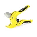 Bates- PVC Pipe Cutter, Cuts up to 1-5/8", Ratchet Pipe Cutter, PEX Cutting Tool for Cutting PEX, PVC, PPR Plastic Hoses and Plumbing Pipes, Black &amp; Yellow