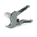 Bates- PVC Pipe Cutter, Cuts up to 1-5/8", Ratchet Pipe Cutter, PEX Cutting Tool for Cutting PEX, PVC, PPR Plastic Hoses and Plumbing Pipes, Silver