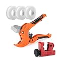Bates- PVC Pipe Cutter, Cuts up to 1-1/4" Inch, Mini Tube Cutter 1/8" to 7/8", Ratchet Pipe Cutter, PEX Cutting Tool for Cutting PEX, PVC, PPR Plastic Hoses and Plumbing Pipes