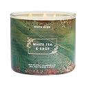 Bath &amp; Body Works 3-Wick Candle, White Tea &amp; Sage, Soy Wax Blend
