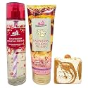 Bath & Body Works Raspberry Holiday Pie Bar Fine Fragrance Mist and Ultimate Hydration Body Cream with a Peach Gardenia Bar Soap