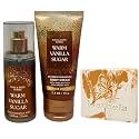 Bath & Body Works Warm Vanilla Sugar - Fine Fragrance Mist - Ultimate Hydration Body Cream - with a Peach Gardenia Sample Soap - Travel Size
