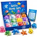 Bath Bombs for Kids Gift Set, 12 Colorful Bath Bomb with Surprise Gift Inside, Ocean Theme Fizzing Tub Fun, Moisturizing Foam for Soft Skin, Cute Toy Filled Bath Time Treat
