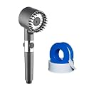 BATH GURU BGBHS001 ABS 9 Inch High Pressure Multi Function 5 Mode Spray Handheld Shower for Bathroom Black Round (With 1 Mtr Chrome Plated Shower Tube Hose Pipe)