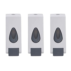 bath guru bathroom abs plastic soap shampoo conditioner lotion gel dispenser wall mounted 350 ml set of 3 push white