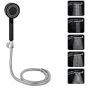 BATH GURU BGBHS001 ABS 9 Inch High Pressure Multi Function 5 Mode Spray Handheld Shower for Bathroom Black Round (With 1.5 Mtr Chrome Plated Shower Tube Hose Pipe)