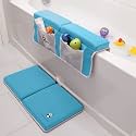 Bath Kneeler & Elbow Rest Pad Set, Non-Slip with Storage Pockets, Blue