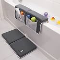 Bath Kneeler &amp; Elbow Rest Pad Set, Non-Slip with Storage Pockets, Gray