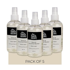 the bath store aloe butter amp coconut butter body mist - refreshing fragrance women and men  long-lasting scent - 200ml pack of 5