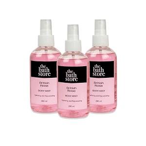 the bath store british rose body mist - refreshing fragrance women and men  long-lasting scent - 200ml pack of 3
