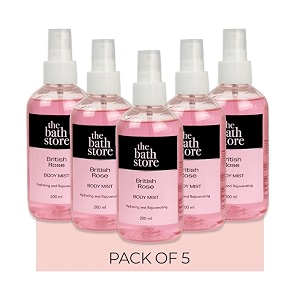 the bath store british rose body mist - refreshing fragrance women and men  long-lasting scent - 200ml pack of 5