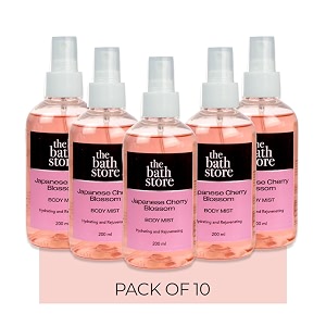 the bath store japanese cherry blossom body mist - refreshing fragrance women and men  long-lasting scent - 200ml pack of 10
