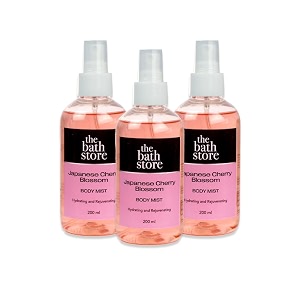 the bath store japanese cherry blossom body mist - refreshing fragrance women and men  long-lasting scent - 200ml pack of 3