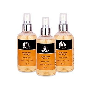 the bath store mandarin orange body mist - refreshing fragrance women and men  long-lasting scent - 200ml pack of 3