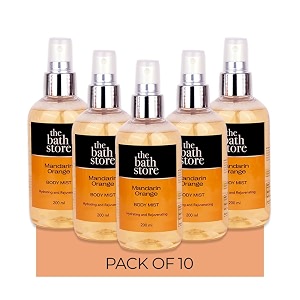 the bath store mandarin orange body mist - refreshing fragrance women and men  long-lasting scent - 200ml pack of 10
